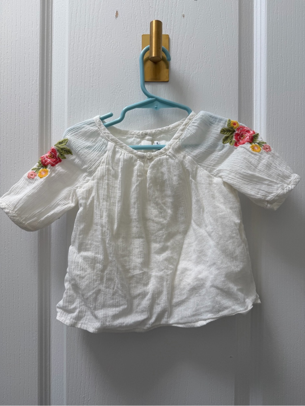 Janie and Jack Girls' Embroidered Flutter Sleeve Top